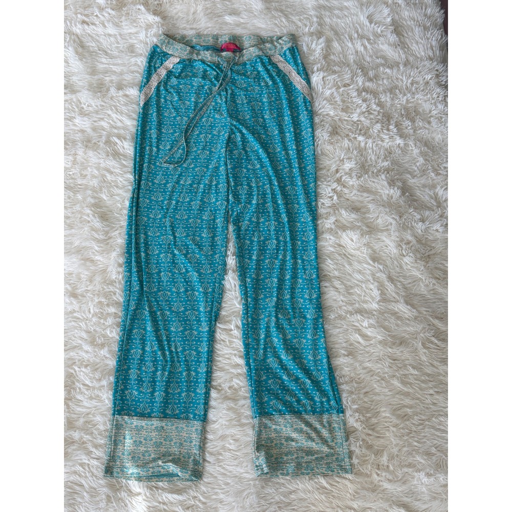 Catherine Malandrino Lounge Pants‎ Drawstring Blue Patterned Boho